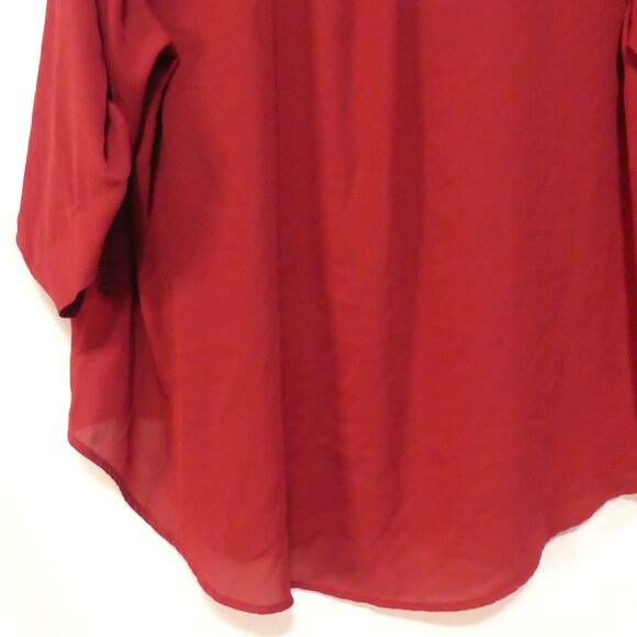 TORRID - Harper | size 2 | Chic Burgundy Blouse | Roll-Up Sleeves | Pockets - Picture 15 of 16